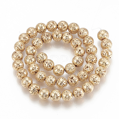 Electroplated Natural Lava Rock Beads Strands X-G-T061-55B-4mm-1