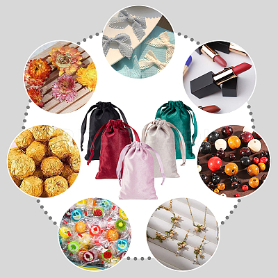 20Pcs 5 Colors Rectangle Velvet Packing Pouches TP-NB0001-51-1