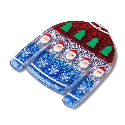Printed Christmas Theme Acrylic Pendants OACR-L018-07D-1