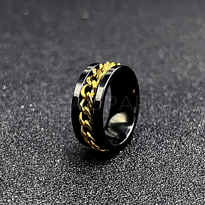 304 Stainless Steel Rotatable Chain Finger Rings for Men FS-WG60CA3-51-1