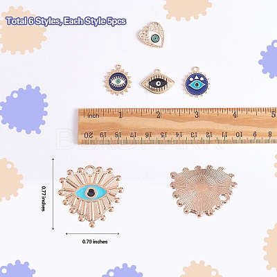 30Pcs 6 Style Alloy Enamel Pendants ENAM-SZ0003-30-1