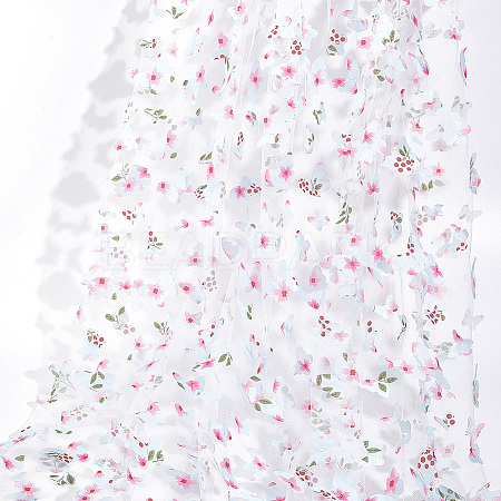Gradient 3D Butterfly Polyester Gauze Fabric AJEW-WH20006-148A-1