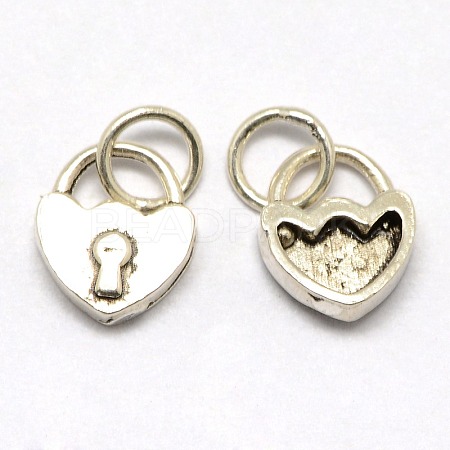 Vintage Jewelry Findings Thai Sterling Silver Heart Lock Charms Pendants STER-L009-200-1