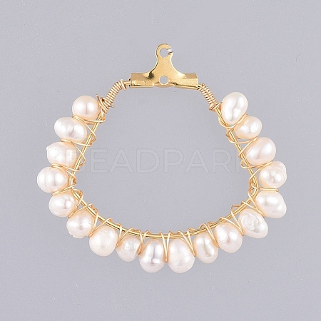 Natural Cultured Freshwater Pearl Pendants PALLOY-JF00414-02-1