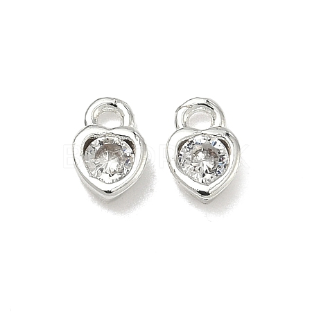 Brass Micro Pave Clear Cubic Zirconia Charms KK-G557-48S-1