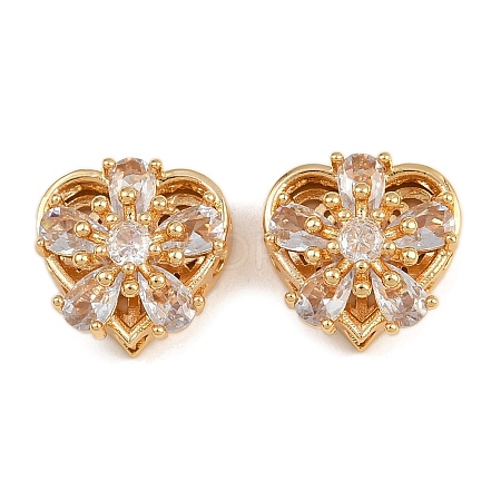 Brass Micro Pave Cubic Zirconia Beads KK-F910-08G-02-1
