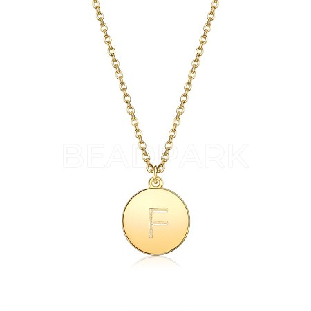 Brass Initial Pendant Necklace NJEW-BB35341-F-1