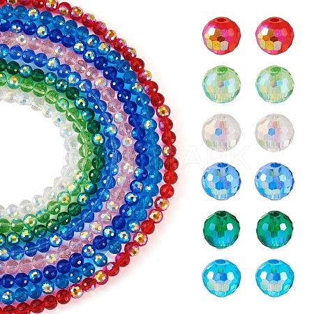  8 Strands 8 Colors Transparent Electroplate Glass Beads Strands EGLA-TA0001-27B-1