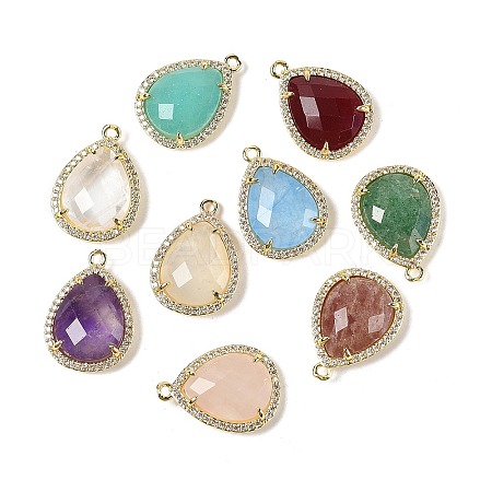 Natural Mixed Stone Faceted Teardrop Pendants G-I382-01G-1