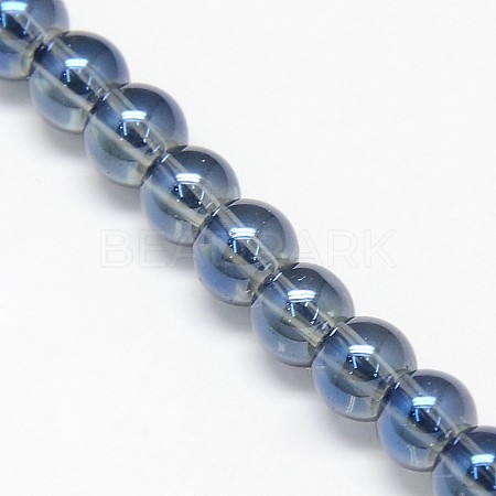 Electroplate Crystal Glass Round Beads Strands EGLA-F037-6mm-A03-1
