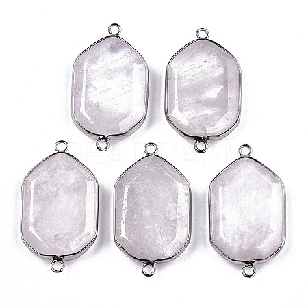Natural Rose Quartz Links Connectors G-T131-48P-06-1