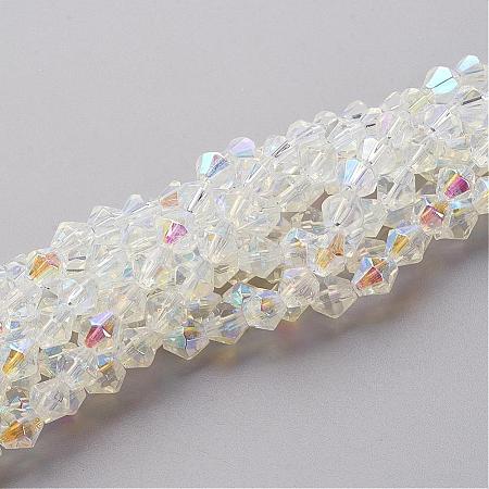 Half-Handmade Transparent Glass Beads Strands G02QC0P2-1