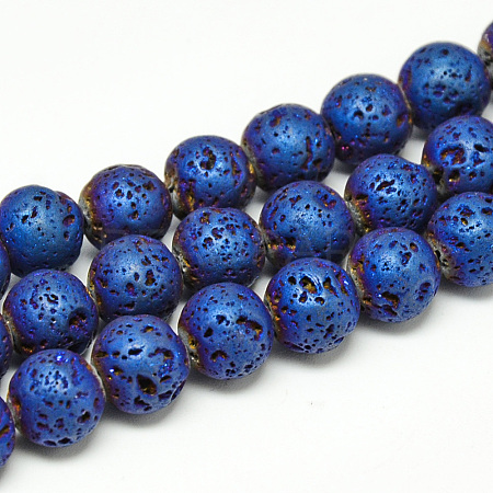 Electroplate Natural Lava Rock Beads Strands G-T058-03B-6MM-1