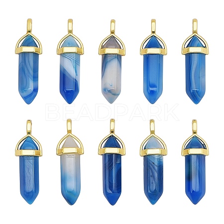 Natural Banded Agate Pointed Pendants G-SZ0001-27-1