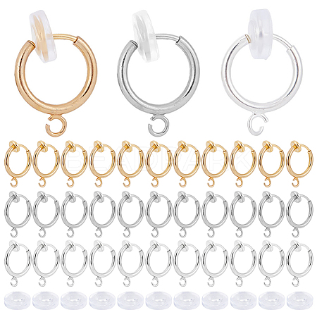 SUNNYCLUE 30Pcs 3 Colors Brass Clip-on Earring Findings KK-SC0003-26-1