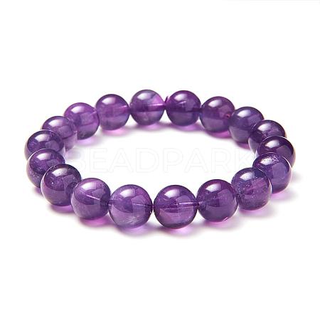 SUNNYCLUE Natural Amethyst Round Beads Stretch Bracelets BJEW-PH0001-10mm-18-1