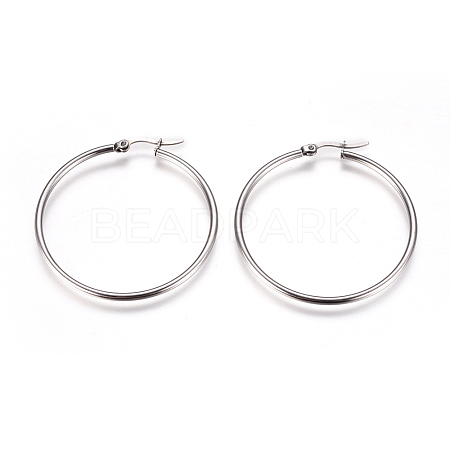 201 Stainless Steel Big Hoop Earrings X-EJEW-F237-02B-P-1