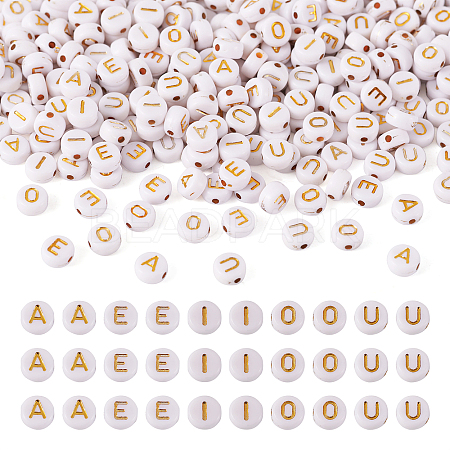 500Pcs 5 Style Plating Acrylic Beads PACR-BY0001-01-1