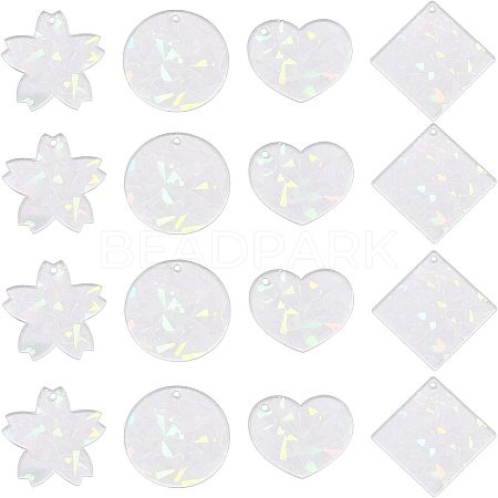 16Pcs 4 Style Transparent Acrylic Pendants FIND-NB0002-58-1