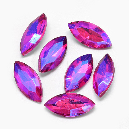 Pointed Back Glass Rhinestone Cabochons RGLA-T020-7x15mm-10-1