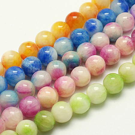 Natural White Jade Beads Strands G-H1625-8mm-M-1