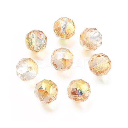 Electroplate Transparent Round Glass Beads GL-CBA6A73-FP01-1