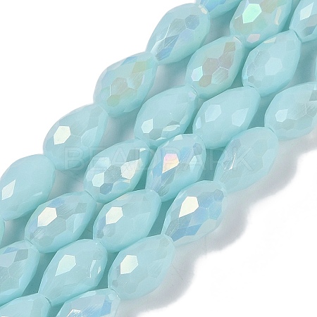 Opaque Solid Color Electroplate Glass Beads Strands EGLA-N013-P6mm-B11-1