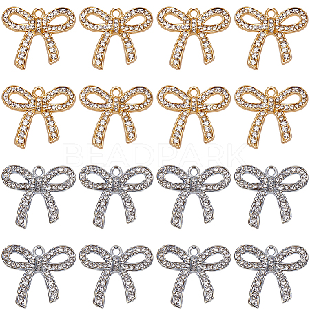 24Pcs 2 Colors Alloy Rhinestone Pendants ALRI-SC0001-46-1