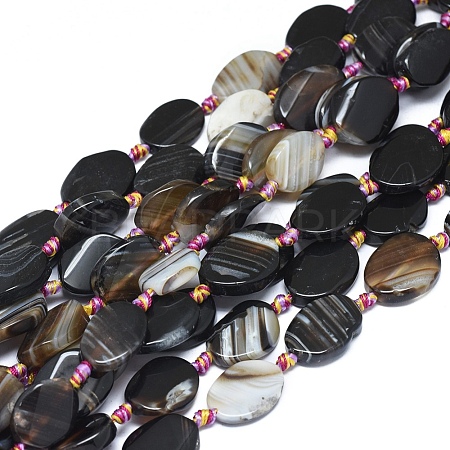 Natural Banded Agate/Striped Agate Beads Strands G-L544-014-1