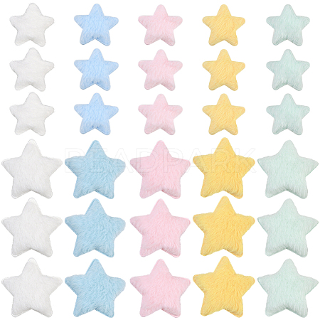 50Pcs 10 Colors Single Face Wool Fibre Cabochons FIND-SC0020-32-1