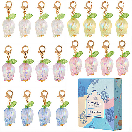 30Pcs Tulip Acrylic Locking Stitch Marker HJEW-SC0002-20-1