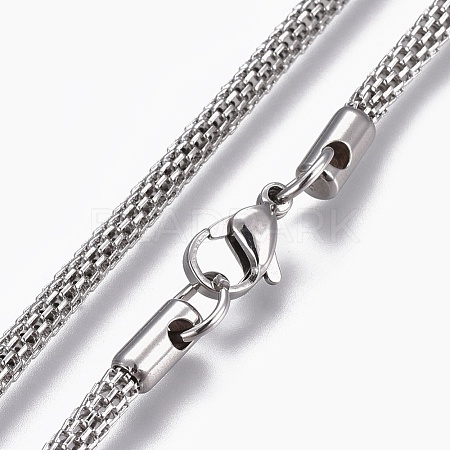 304 Stainless Steel Mesh Chain Necklaces NJEW-L167-03A-P-1