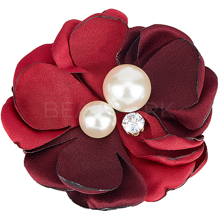 Cloth 3D Flower Brooch Pin JEWB-WH0022-92A-1