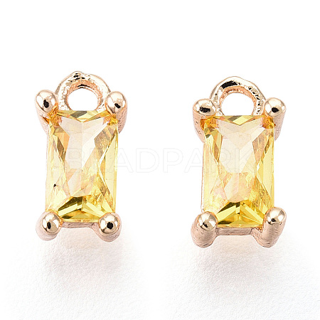 Brass Cubic Zirconia Charms KK-S350-367I-1