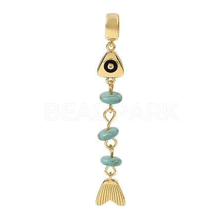Brass Pave Cubic Zirconia Clear Cubic Zirconia & Synthetic Turquoise & Enamel European Dangle Charms GG-CBA3401-01G-A02-1