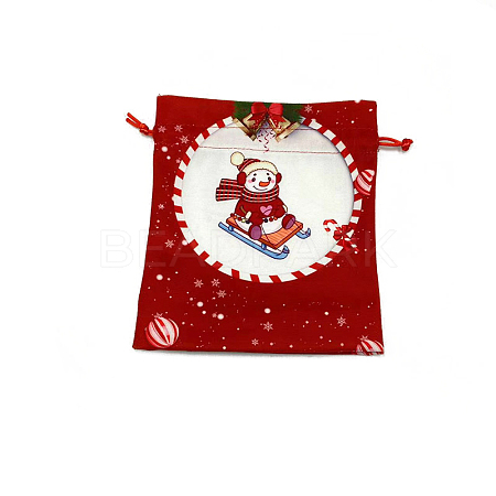 Christmas Printed Cloth Drawstring Bags XMAS-PW0001-235B-1
