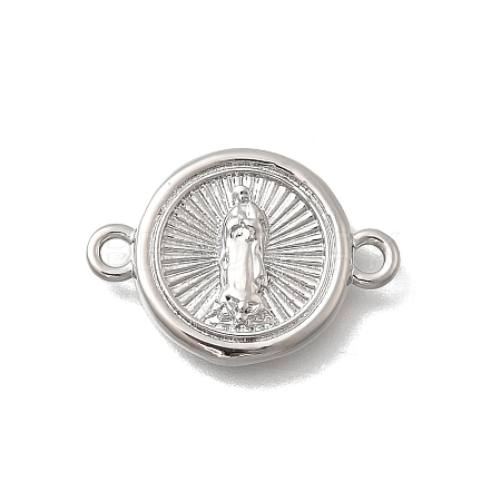 Religion Brass Flat Round with Virgin Connector Charms KK-D431-049P-1