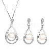 Teardrop Alloy Crystal Rhinestone Stud Dangle Earrings & Pendant Necklaces Sets WGE0910-02-2