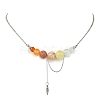 Natural Carnelian & Red Agate & Quartz Crystal Round Graduated Beaded Pendant 304 Stainless Steel Cable Chain Necklaces for Women NJEW-TA00242-01-2