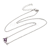 Brass Pave Cubic Zirconia Rectangle and Heart Pendant Cable Chain Necklaces KK-CBAB173-04P-03-4
