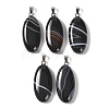 Dyed & Heated Natural Black Banded Agate Pendants GG-CBACB71-01P-05-1