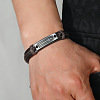 Alloy Rectangle with Cross Link Bracelet BJEW-C037-01B-1