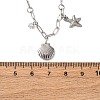 Shell Shape & Starfish 304 Stainless Steel Rhinestone Pendant Necklaces for Women LS-NJEW-M107-02P-3