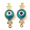 Brass Micro Pave Clear Cubic Zirconia Connector Charms KK-K338-04G-2