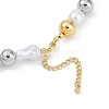 Rack Plating 10mm Round Brass & ABS Imitation Pearl Beaded Necklaces NJEW-P317-09-2