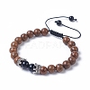 Adjustable Natural Black Agate(Dyed) Braided Bead Bracelets BJEW-JB04840-03-1