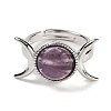 Natural Amethyst Adjustable Rings RJEW-K271-01P-07-2