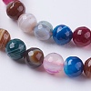 Natural Striped Agate/Banded Agate Beads Strands X-G-G581-8mm-17-3
