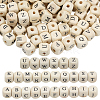 600Pcs Natural Maple Wood Printed Beads WOOD-PA0001-20-1