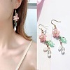 Flower with Teardrop Alloy Resin Dangle Earrings FS-WG8E2A2-01-2